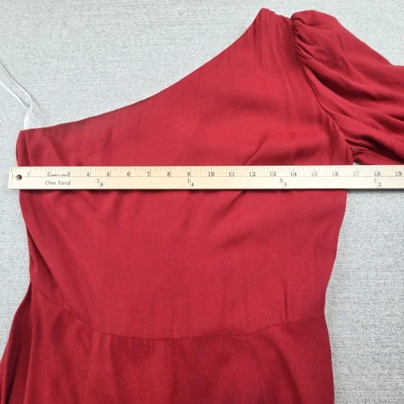 Reformation Lawrence Crimson High Slit One Shoulder Midi Dress Size 8 Sexy NEW - Picture 11 of 13